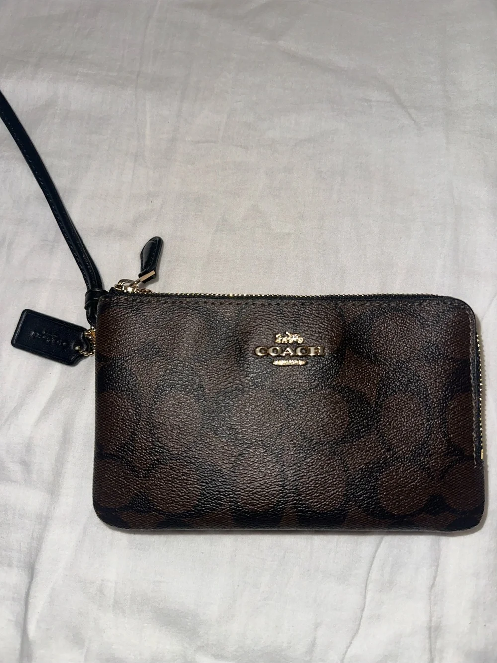 Coach Brown/Black Signature PVC Double Corner Zip
